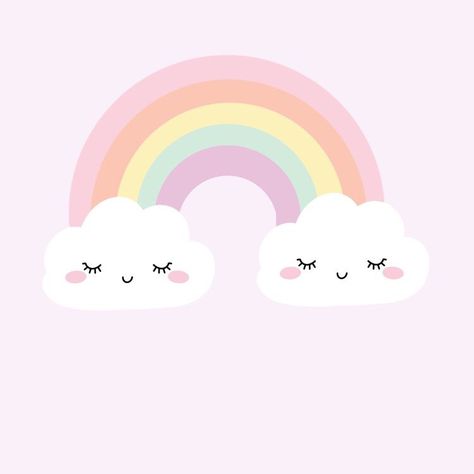 Rainbow Sketch Drawing, Cute Rainbow Illustration, Rainbow Cloud Drawing, Cute Cloud Illustration, Rainbow Sketch, Clouds Illustration, Magical Watercolor, Rainbow With Clouds, Rainbow Illustration