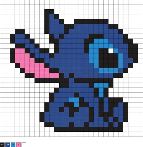 Pixel Art Pattern Stitch, Stitch Disney Pixel Art, Drawing On Square Paper, Perler Bead Patterns Stitch, Cute Anime Pixel Art, Disney Pixel Art Grid, Perler Beads Ideas Pattern, Pixel Art Cartoon Characters, Pixel Art Pattern Ideas