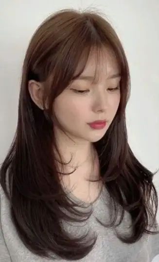 17 Stylish Korean Haircut Ideas for Women with Bangs Korean Fringe Hairstyles, Bangs See Trough Korean Long Hair, Type Of Bangs For Women, Haircut For Long Faces, Airy Bangs Korean, Certain Bangs Long Hair, Korean Fringe Bangs, Wispy Bangs Oval Face, Korean Wispy Bangs