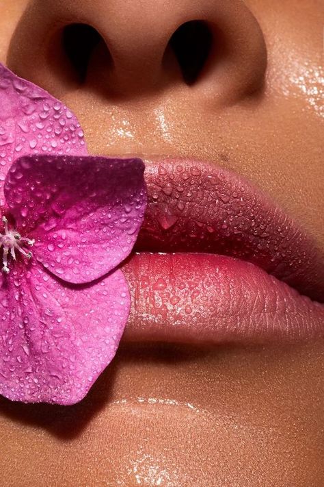 Flower In Mouth, Lip Permanent Makeup, Permanente Make-up, Dental Photography, Lips Photo, Cute Babies Photography, Outdoor Portrait, Wet Skin, Photography Outdoor