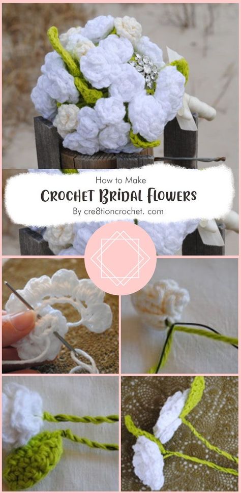 Crochet Boutonniere Pattern Free, Crochet Bridal Bouquet Free Pattern, Crochet Wedding Bouquet Pattern Free, Crochet Bridal Bouquet, Crochet Flowers Free Pattern, Crochet Wedding, Flower Diy Crafts, Beautiful Bouquet Of Flowers, Bridal Flowers