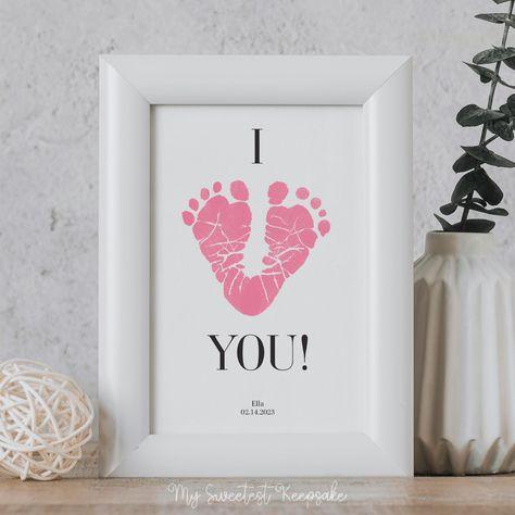 Excited to share this item from my #etsy shop: Printable I love you heart footprint | Valentine's day gift from baby | Footprint gift for mom, dad, grandma or grandpa | DIY baby message Valentine Gifts From Baby To Parents, Valentines Gift From Baby To Grandparents, Valentine’s Day Baby Feet Craft, Diy Valentines Gift From Baby, Babies Valentines Day Craft, Baby Footprint Valentines Cards, Footprint Valentines Day Crafts For Infants, Valentine’s Day Feet Craft, Baby Handprint Crafts Valentines Day