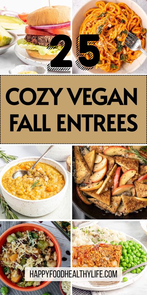 Get ready for cozy fall dinners with these delicious vegan entrees! These recipes are packed with seasonal flavors and perfect for chilly autumn evenings. From hearty main dishes to comforting comfort food, these fall meals will keep you warm and satisfied all season long. 
| Fall Cooking | Hearty Vegan Meals | Vegan Comfort Food Recipes | Cozy Fall Dinner Recipes | Fall Food Vegetarian, Easy Vegan Fall Recipes, Fall Entrees, Fall Vegetarian Recipes, Cozy Fall Dinner Recipes, Vegan Fall Recipes, Vegan Meatloaf Recipe, Cozy Fall Dinner, Winter Vegetarian Recipes