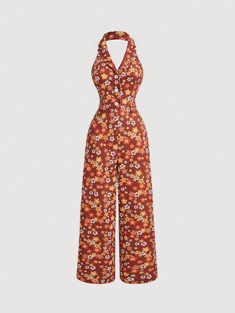 SHEIN MOD Women'S Backless Floral Printed Halter JumpsuitI discovered amazing products on SHEIN.com, come check them out! Floral Jumpsuit Outfit Summer, Floral Jumpsuit Outfit, Jumpsuit Outfit Summer, Halter Jumpsuit, Jumpsuit Outfit, Floral Jumpsuit, Fabric Floral, Summer Floral, Office Fashion