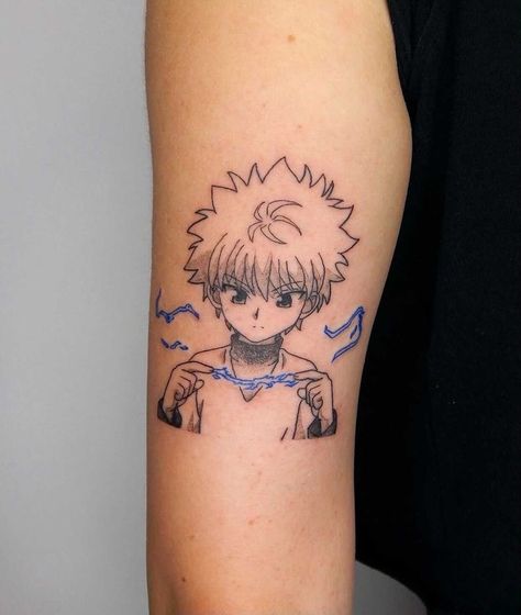 Hunter X Hunter Tattoo Killua, Gon And Killua Tattoo, Killua Tattoo Ideas, Killua Tattoo Design, Hunter X Hunter Tattoo Design, Hunterxhunter Tattoo, Hxh Tattoo Ideas, Simple Anime Tattoos, Hunter X Hunter Tattoo Ideas