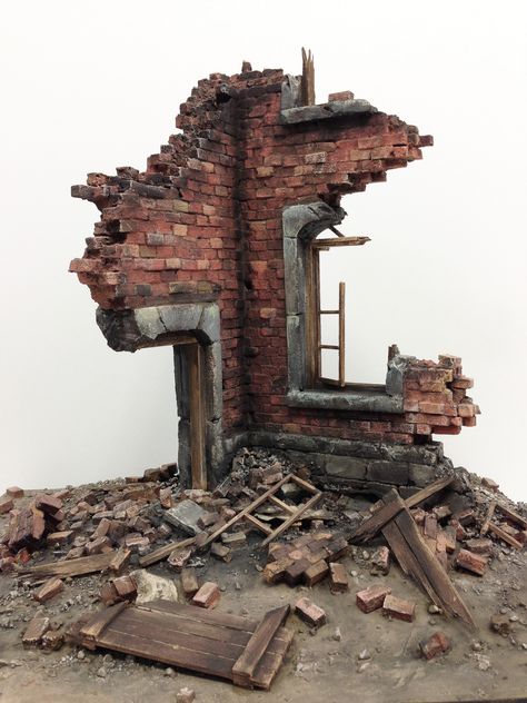 Destroyed Building, 40k Terrain, Wargaming Terrain, Military Diorama, Environment Design, Environment Concept Art, Model Making, Metal Artwork, Cottage Core