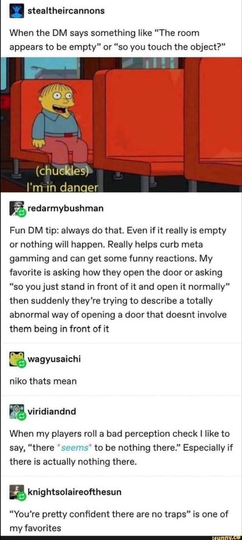 Dnd Campaign Ideas Funny, Funny Dnd Ideas, New Dm Tips, How To Be A Dm Dnd, Dm Ideas Dnd, D&d Dm Tips, Dm Tips Dnd, Dnd Dm Tips, Dnd Dm Ideas