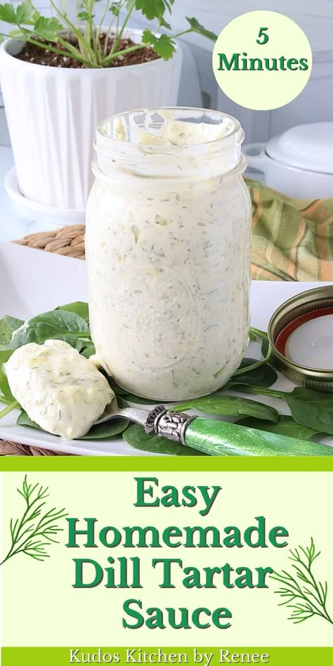 Dill Tartar Sauce Recipe, Dill Tartar Sauce, Aioli Sauce Recipe, Herb Aioli, Easy Tartar Sauce, Dill Recipes, Aioli Sauce, Homemade Tartar Sauce, Homemade Condiments