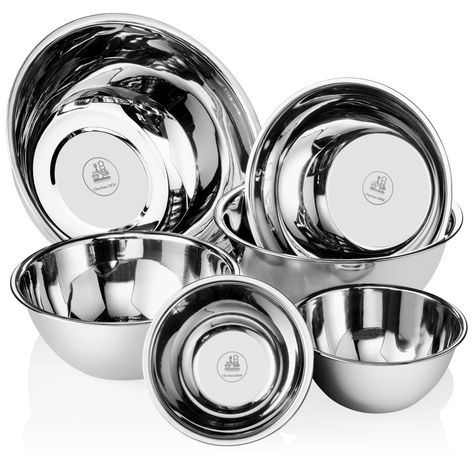 This incredible set of 6 Stainless Steel Mixing Bowls are crafted with 0.5mm thick pure stainless steel weighting just under 5 pounds ensuring that they are highly durable for your everyday needs while still being lightweight enough to easily handle. They are refrigerator, freezer, and dishwasher safe for quick and easy meal prep and clean up. They’d also make a great gift for weddings, holidays, housewarmings, and other special occasions! Soon to be available exclusively on Amazon! Quick And Easy Meal Prep, Stainless Steel Mixing Bowls, Baking Gifts, Mixing Bowls Set, Nesting Bowls, Art And Science, Cooking On The Grill, Beautiful Mirrors, Refrigerator Freezer