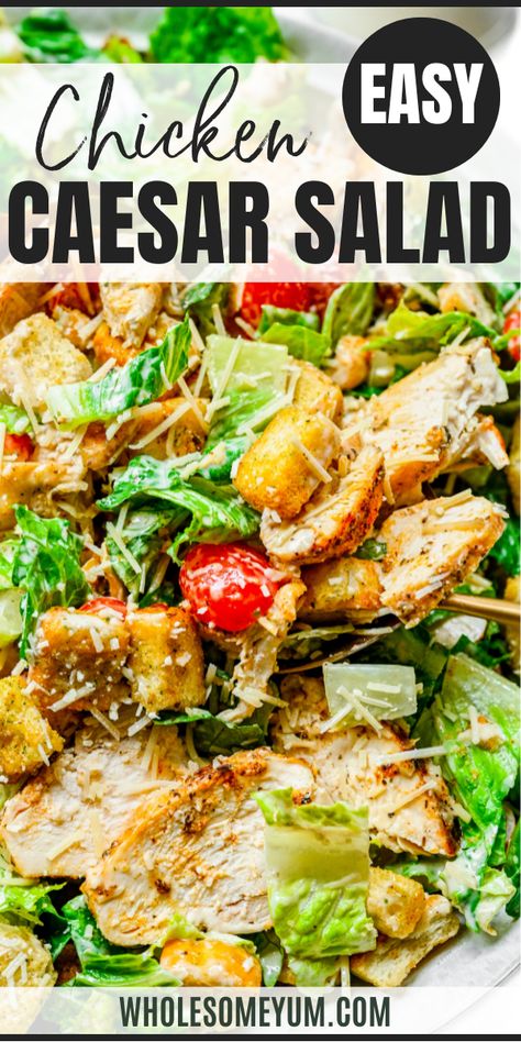 Chicken Caesar Salad Keto Chicken Ceasar Salad Recipe, Healthy Chicken Caesar Salad, Cesar Salad With Chicken, Ceaser Salad Recipe With Chicken, Chicken For Ceasar Salad, Caesar Salad With Chicken, Chicken Ceasar Recipes, Cesar Chicken Salad, Chicken Cesear Salad Dinner