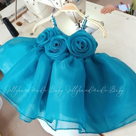 Blue Organza Dress, Blue Rose Dress, Blue Baby Dress, Crochet Frock, Red Tulle Dress, Baby Birthday Dress, Girls Dress Outfits, Frock Patterns