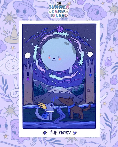 Camping Drawing, Summer Camp Island, The Moon Tarot Card, The Moon Tarot, Cartoon Network Shows, Island Art, Tarot Card, Summer Camp, Cartoon Network