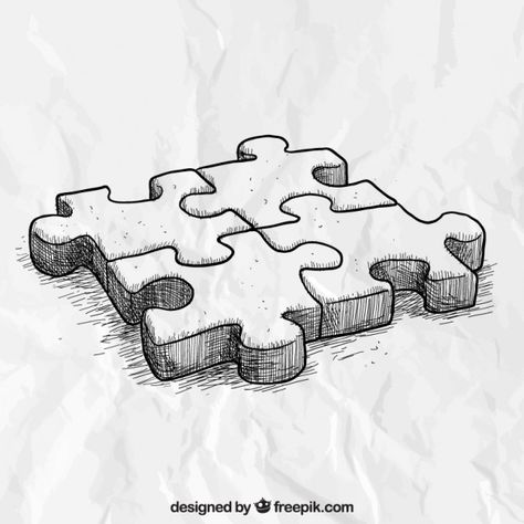 Hand drawn puzzle pieces Premium Vector | Premium Vector #Freepik #vector #hand #hand-drawn #puzzle #game Trin For Trin Tegning, Puzzle Drawing, Easy Pencil Drawings, Drawing Hair, Cool Pencil Drawings, Art Sketches Pencil, Pencil Drawings Easy, Art Drawings Sketches Pencil, Kraf Diy