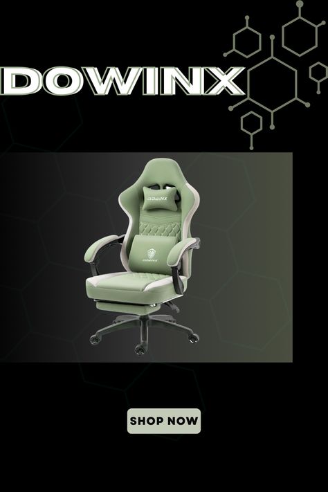 computer chair, gaming chair, green gaming chair, green desk chair, office chair, desk chair, white desk chair, white gaming chair, white computer chair Gaming Chair Sage Green, Sage Green Gaming Chair, Green Video, Game Chairs, Gamer Chair, Game Chair, Chair With Footrest, Sage Green Bedroom, Comfortable Office Chair