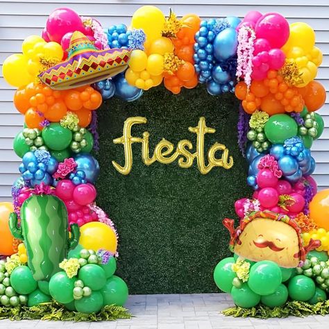 PRICES MAY VARY. Iconic Fiesta Balloon Arch Kit : ¡Es tiempo de celebrar! For this fiesta balloon arch kit , we offer a vast array of colorful and eye-catching balloons ,to adding special touch to your fiesta decorations; We added iconic Mexican decorations like taco balloon , sombrero hat balloon, cactus balloon and fiesta letter balloon ,to add more Mexican fiesta carnival festival atmosphere .let's add some fun and excitement to your Cinco de Mayo festivities with our Fiesta Balloon Arch Kit Mexican Themed Gender Reveal Party Ideas, First Fiesta Balloon Arch, Mexican Theme Party Ideas Decorations, Mexican Balloon Arch, First Birthday Fiesta Theme, Fiesta Balloon Arch, Fiesta Balloon Garland, Carnival Balloons, Fiesta Theme Party Decorations