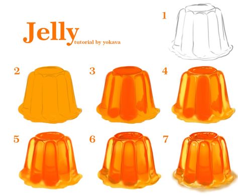 Jelly tutorial by yokava on DeviantArt Jelly Artstyle, Quotes Creativity, Jelly Art, 귀여운 음식 그림, Digital Painting Techniques, Eyes Drawing, Digital Art Beginner, Food Painting, Drawing Quotes