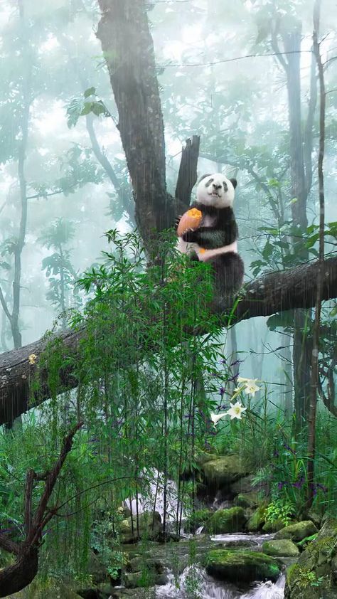 Panda Bear Aesthetic, Aesthetic Panda, Bear Videos, Panda Aesthetic, Panda Habitat, Bear Habitat, Bear Aesthetic, Backyard Hammock, Panda Panda