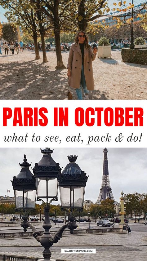 Planning a trip to Paris in October 2024? Get ready for an unforgettable experience with our ultimate guide! Discover must-see sights, indulge in delicious Parisian cuisine, pack smart for the season, and embrace Parisian style. Click through for all the details and start planning your chic Parisian getaway! Paris In November, Paris Packing List, Paris In October, Paris Packing, Paris Things To Do, Paris Sightseeing, Paris In Autumn, Visiting Paris, Day Trip From Paris