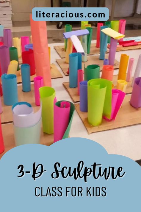 Elementary Sculpture Projects, 3d Art Ideas, 2nd Grade Sculpture Projects, Paper Mache Elementary Art Projects, Paper 3d Art, 3d Surrealism, Elementary Cardboard Sculpture, 3rd Grade Sculpture Art Lesson, 3 D Art