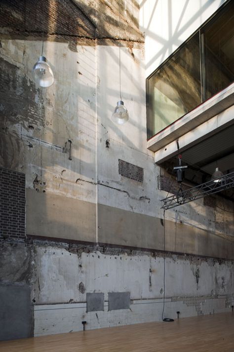 Steam Blower House by Heinrich Böll Architect.  This old industrial building has been converted into a stage storage and support facility to the performance space next door in an old industrial hall. Industrial Hall, Architecture Reference, Floating Lounge, Industrial Era, Icon Design Inspiration, Adaptive Reuse, Concrete Structure, Urban Architecture, Industrial Loft