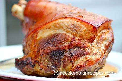 Pernil Asado Colombiano (Colombian-Style Roasted Pork Leg) | My Colombian Recipes Colombian Dishes, Colombian Style, Colombian Recipes, Latin Dishes, Colombian Cuisine, Pork Leg, Rican Food, Colombian Food, Pork Tacos