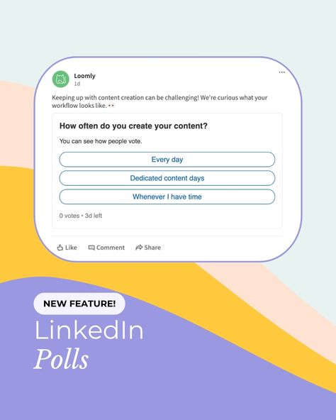 You can now schedule LinkedIn polls to automatically post through Loomly! 🎉

Save time and increase audience engagement by crafting interesting polls and scheduling them to publish at your preferred time.

Will you be using this feature? Equal Opportunity, Social Media Marketing Tips, Meaningful Conversations, Audience Engagement, Target Audience, Personal Branding, Save Time, Assessment, Marketing Tips