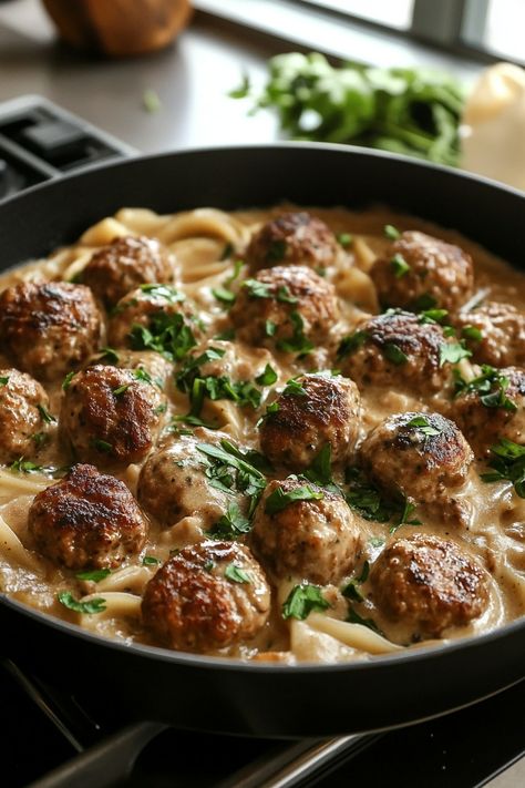 Keto-Friendly Salisbury Steak Meatballs - Urban Comfort St Pete Keto Meatballs Crockpot, Keto Meatball Recipes, Salisbury Steak Meatballs, Keto Meatballs, Crock Pot Meatballs, Frozen Meatballs, Salisbury Steak, Keto Foods, Creamy Mushrooms