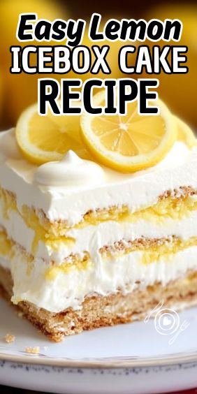 Easy Lemon Icebox Cake Easy Lemon Box Cake Recipes, Lemon Ice Box Cake Recipe, Lemon Box Cake, Lactose Free Desserts, Lemon Icebox Cake, Ice Box Cake, Box Lemon Cake, Peach Pound Cakes, Icebox Cake Recipes