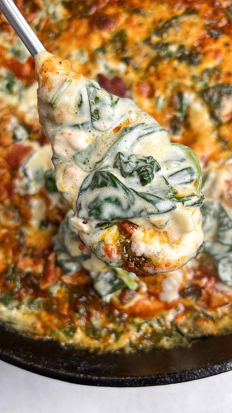 Creamed Spinach Bake - Bad Batch Baking Baked Cream Spinach Recipe, Spinach Ricotta Bake, Best Spinach Recipes, Creamed Spinach Casserole, Spinach Recipes Healthy, Creamed Spinach Recipe, Batch Baking, Mascarpone Recipes, Baking Bad