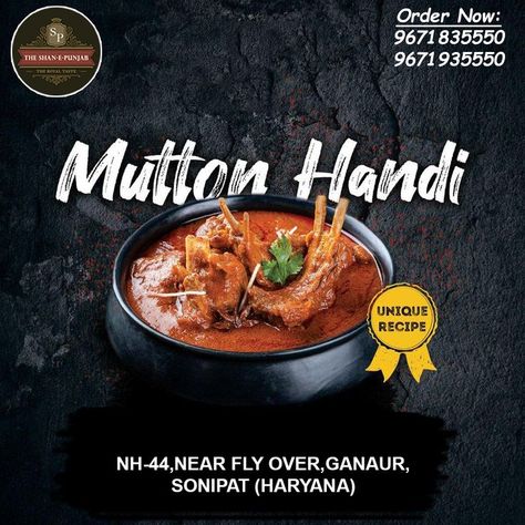 #MuttonHandi prepared just like the way at home is served with love and happiness at #ShanEPunjab. Order your favorite #MuttonHandi today on 9671835550 or 9671935550. #RestaurantOnNH44 #RestaurantInHaryana #RestaurantInGanaur #RestaurantInMurthal #BestRestaurantOnNH44 #BestRestaurantInHaryana #BestRestaurantInGanaur #BestRestaurantInMurthal #NonVegetarianFoodOnNH44 #NonVegetarianFoodInHaryana #NonVegetarianFoodInGanaur #NonVegetarianFoodInMurthal #BestNonVegetarianFoodOnNH44 #BestNonVegetaian Mutton Handi, Coffee Poster Design, Hotel Menu, Coffee Advertising, Mutton Curry, Cloud Kitchen, Coffee Poster, Love And Happiness, Food Poster