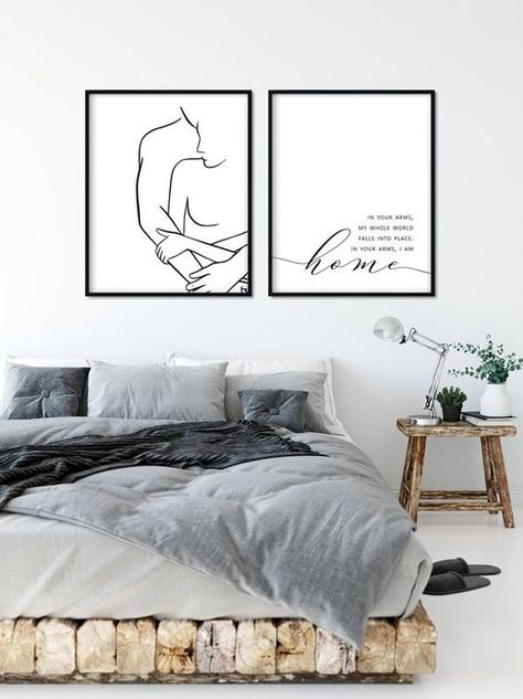 Bedroom Art Above Bed – Abstract Couple Line Art Printable Bedroom Wall Art Set - davidreed.co Minimalist Couples Bedroom, Couple Bedroom Art, Artwork For Bedroom Above Bed, Bedroom Artwork Above Bed, Married Bedroom, Above Bed Decor Master, House Reset, Artwork Over Bed, Printable Bedroom Wall Art