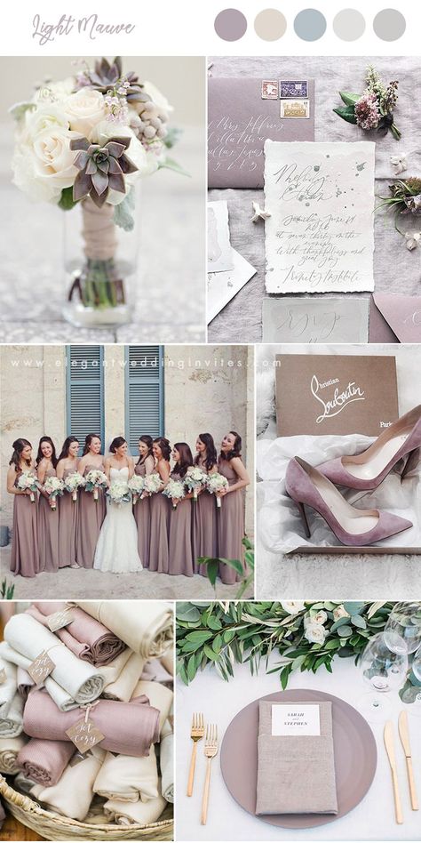 Shades Of Purple Wedding, Mauve Wedding Colors, Elegant Wedding Colors, Wedding Hacks, Wedding Color Scheme, Neutral Wedding Colors, Wedding Color Combos, Mauve Wedding, Wedding Colors Purple