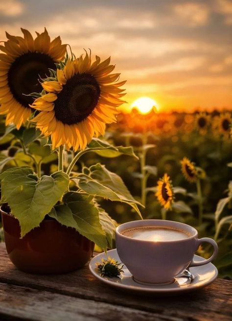 Good Morning Sun, Autumn Sunrise, Morning Coffee Cups, Good Morning Funny Pictures, Sunflowers And Daisies, Adobe Illustrator Graphic Design, Coffee Pictures, Coffee Photos, Rose Candle