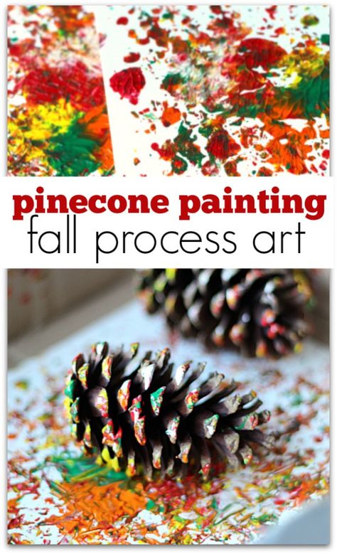 Explore process art using pinecones to paint. Pinecone painting is the perfect fall process art activity for preschool or at home. Fall Process Art, Pinecone Painting, November Crafts, Fall Preschool Activities, Fun Fall Crafts, Fall Art Projects, Autumn Activities For Kids, Fall Preschool, Project For Kids