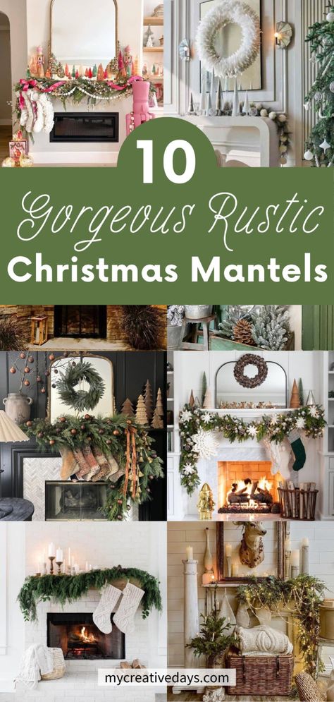 Need some DIY Christmas mantel decorating ideas to elevate your holiday home décor? I’m sharing 10 gorgeous Christmas mantel décor options, whether your style is simple, rustic, modern, or farmhouse. Christmas décor isn’t complete without a beautifully decorated living room mantel, and we’ve got plenty of ideas for you! Modern Farmhouse Christmas Mantle Decor, Mantel Decorating Ideas For Christmas Rustic Simple, Mantel Decorating Ideas Rustic, Dollar Tree Christmas Decor Ideas, Classic Christmas Tree Decorations, Christmas Mantel Decorating Ideas, Diy Christmas Mantel, Velvet Tree Skirt, Rustic Christmas Mantel