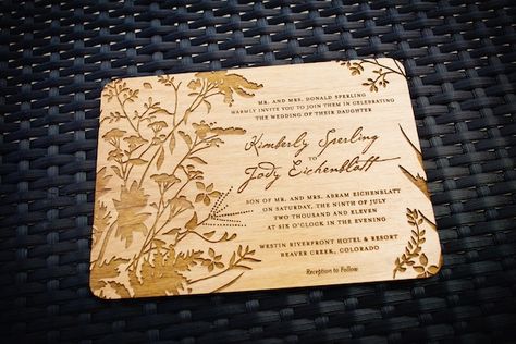 Lasercut wedding invite Wooden Invitation, Wooden Wedding Invitations, Wood Wedding Invitations, Wood Invitation, Creative Wedding Invitations, Trendy Wedding Invitations, Laser Cut Wedding, Wedding Planning Websites, Invitation Inspiration