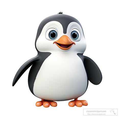 Adorable 3D clipart of a happy penguin with a big smile. 3D Animal Character. Free to Download Happy Penguin, Animal Character, Baby Penguins, 3d Cartoon, Vector Clipart, Cartoon Style, A Cartoon, Cartoon Styles