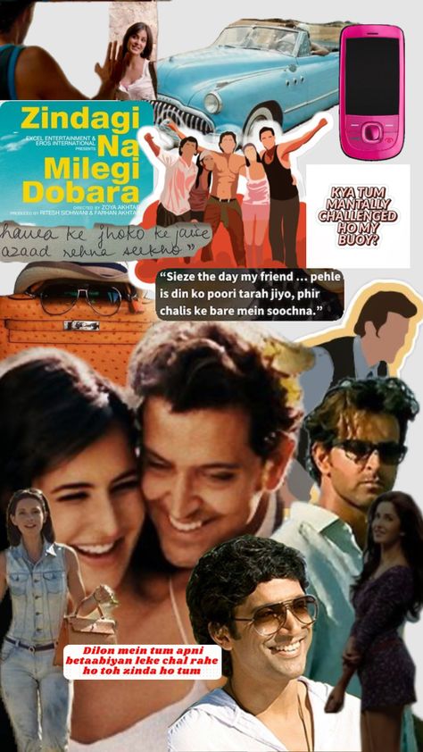 #znmd #bollywood Bollywood Wallpaper, Vintage Bollywood Aesthetic, 90s Bollywood Aesthetic, Movie Pins, Bollywood Quotes, Out Of My League, Bollywood Posters, Movies Quotes Scene, 90s Bollywood