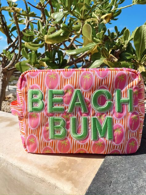 Beach Bum - Pink Palms XL | KenzKustomz Beach Pouch, Pink Palm Tree, Preppy Accessories, Palm Tree Beach, Tree Bag, Best Travel Accessories, Palm Trees Beach, Toiletry Kit, Pool Toys