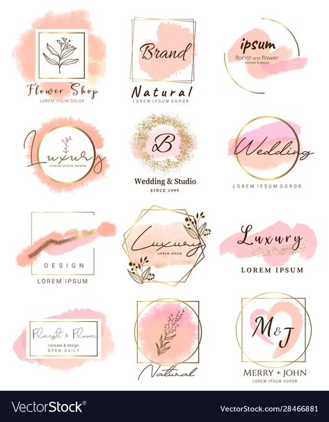 Make Logo Design Free, Logo Background Design, Rose Gold Logo Design, Planner Logo Design, Blog Logo Design, Watercolor Logo Design, Banner Logo, Gold Logo Design, Logo Watercolor