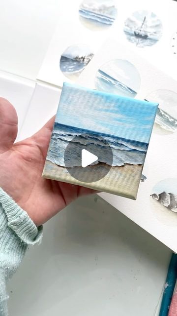 Mini Acrylic Paintings, Basic Painting, Abstract Art Painting Techniques, Abstract Painting Techniques, Nature Art Painting, Beach Painting, Mini Paintings, Stone Painting, Painting Tutorial