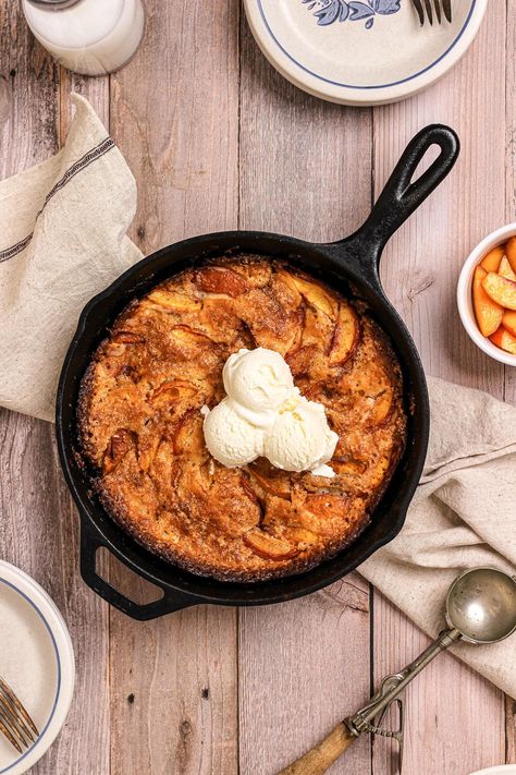 Cast Iron Nectarine Cobbler Recipe | Baked Abundance Nectarine Dessert, Nectarine Cobbler, Homemade Cobbler, Cooking In Cast Iron, Pear Cobbler, Nectarine Recipes, Crumble Tart, Canned Pears, Fresh Whipped Cream