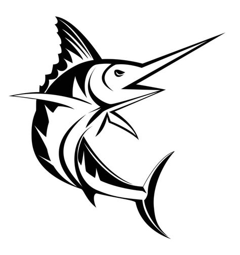 Marlin Fish, Fish Silhouette, Fish Graphic, Fish Vector, Fishing Svg, Fish Drawings, Stencil Patterns, Banner Printing, Logo Illustration