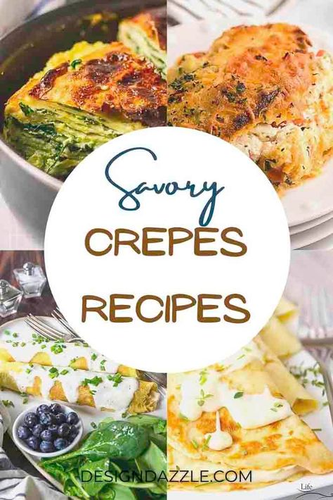 Main Dish Crepe Recipes, Savory Chicken Crepes, Crepe Board Ideas, Crepes Filling Ideas, Crepe Filling Ideas Savory, Crepe Sandwich, Savory Breakfast Crepes, Savory Crepe Recipe, Crepes Savory