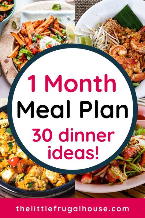 One Month Meal Plan: 30 Dinner Ideas Weekly Menu Ideas For 2, Menu Plans For A Week, May Meals, Meal Plans For The Week Family, Easy Meal Plans For The Week, Family Dinner Menu Ideas, Meals For A Month Menu Planning, One Month Meal Plan, December Meal Plan