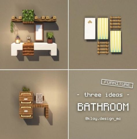 Minecraft Bathroom, Minecraft Furniture Ideas, Minecraft House Decor, Minecraft House Interior, Case Minecraft, Minecraft Decoration, Rumah Minecraft Sederhana, Minecraft Interior Design, Bangunan Minecraft