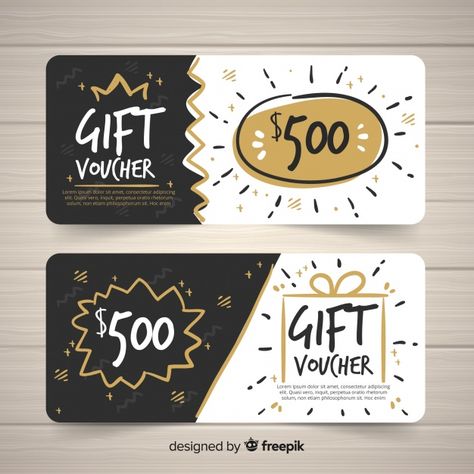 Modern hand drawn gift voucher template Free Vector Gift Card Design Voucher, Voucher Design Coupon, Gift Card Design Ideas, Gift Cards Design, Voucher Template Free, Gift Voucher Template, Gift Voucher Design, Voucher Template, Voucher Design