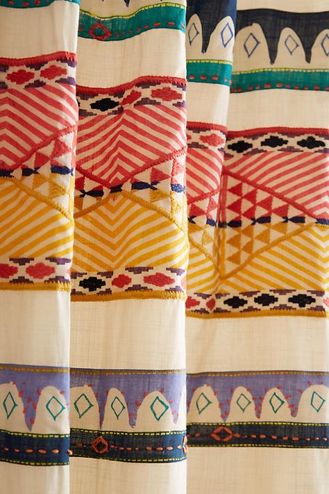 Bohemian Bedroom Decor Moroccan Style, Double Shower Curtain Rod, Trim Curtains, Moroccan Curtains, Bedroom Bohemian, Double Rod Curtains, Anthropologie Home, Tassel Curtains, Double Curtains