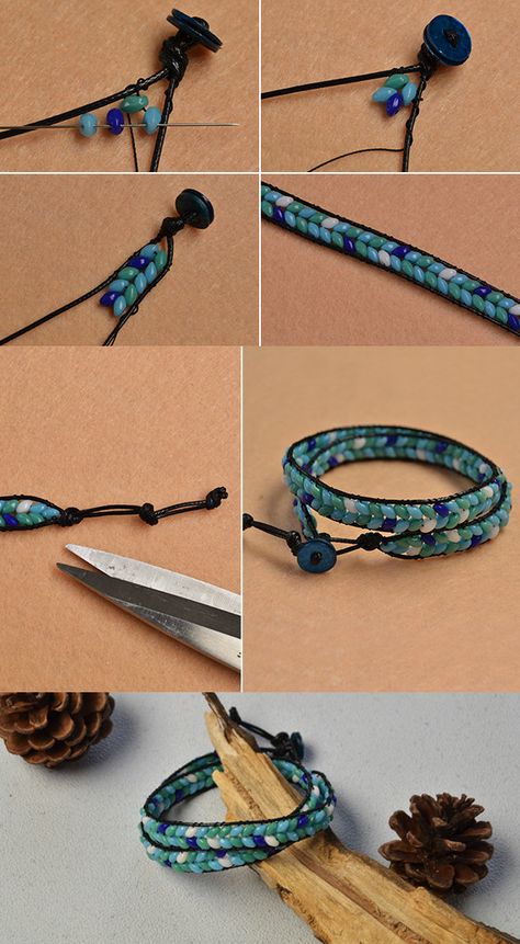 Cord Bracelets With Beads, Wax Cord Jewelry Diy, S-lon Bead Cord Bracelet, Waxed Cord Jewelry, Bamboo Cord Bracelet Diy, Wax Cord Bracelet Diy, Cord Bracelet Diy, Handmade Bracelets Tutorial, Leather Jewelry Making