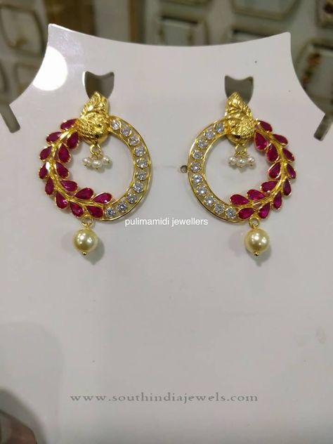 Ruby Earrings Gold, Gold Ruby Earrings, Designer Earrings Studs, Ruby Jewelry Necklaces, Gold Earrings For Kids, 22 Carat Gold Jewellery, Delicate Gold Jewelry, Gold Jhumka Earrings, Polki Earrings